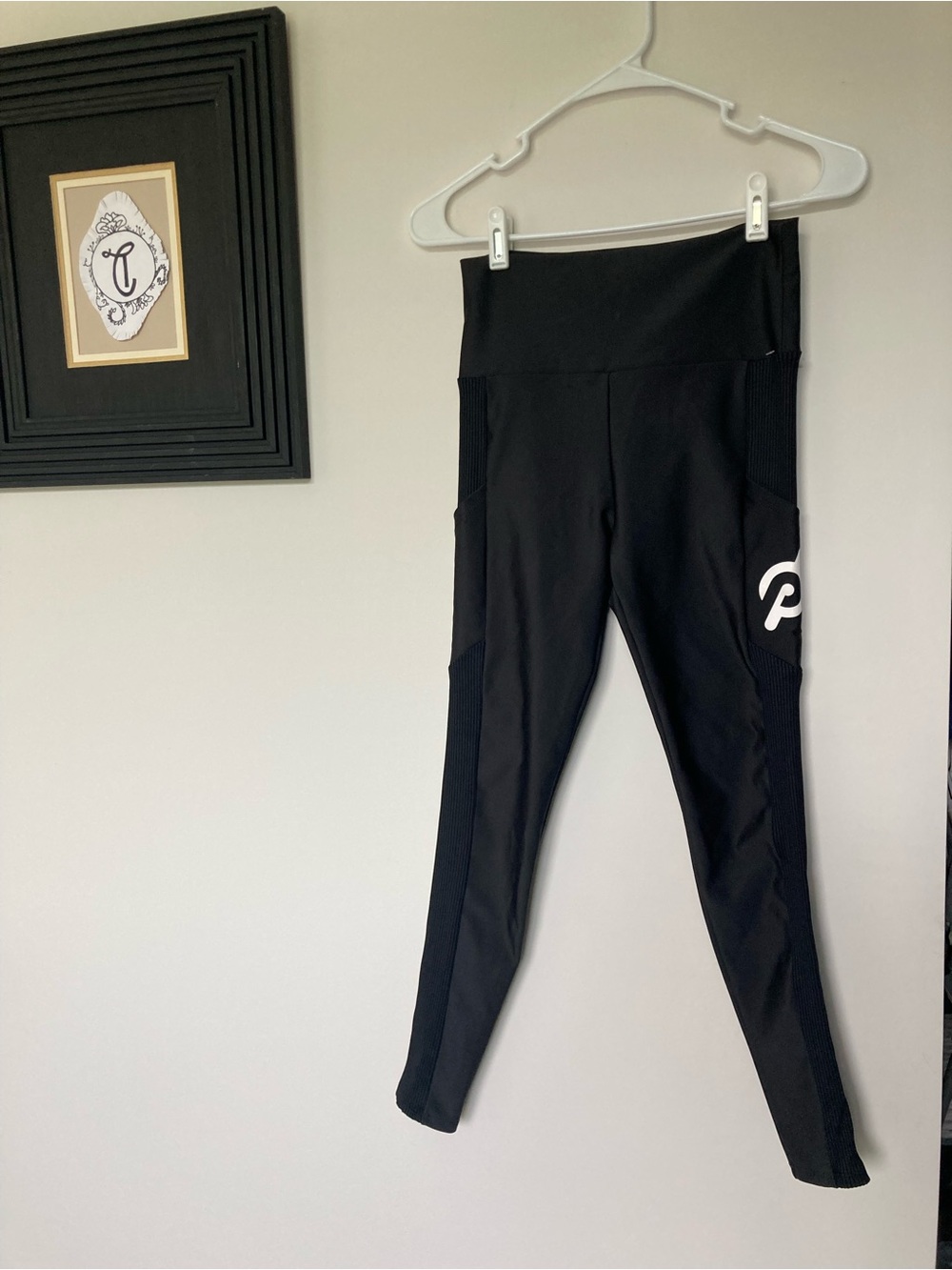 Peloton Black Leggings with White P Logo size M